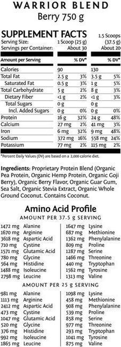 Sunwarrior Warrior Blend Organic (750g) Berry Shortcake - Eiwitten - Veganistisch eiwit — afbeelding 3