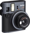 Grijze Fujifilm Instax Mini 41 camera, schuin vooraanzicht met flitser.