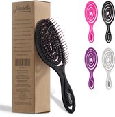 Ninabella haarborstel antiklit dames en heren - Anti klit borstel spiraalvormig - Detangler brush - Stijlborstel krullen of steil haar - Zwart en pink