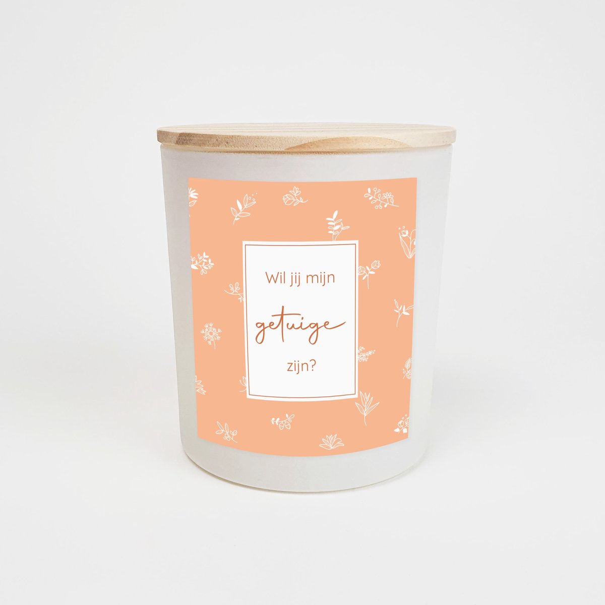 Geurkaars in glas - Getuige vragen - Wil jij mijn getuige zijn - Geurkaarsen geschenkset - Geurkaars - WIT - Orange botanical design