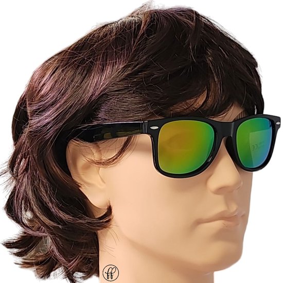 Fako Fashion® - 3x Zonnebril Zwart - Heren Zonnebril - Dames Zonnebril - Classic - UV400 - Zwart - Goud/Rode Spiegelglazen - 3 Stuks van Fako Fashion® — afbeelding 3