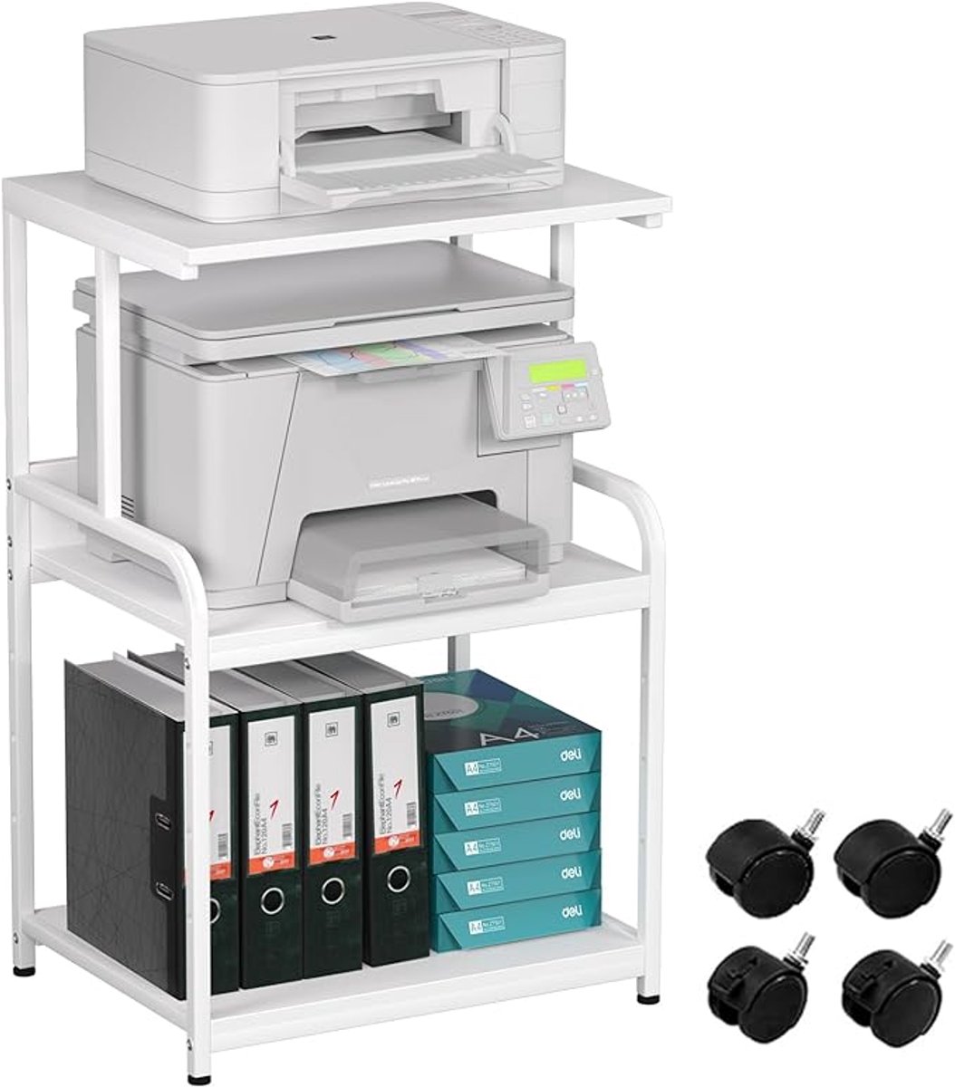 Printertafel - Stevig en Ruimtebesparend - Ideaal voor Thuis en Kantoor - Met Opbergruimte en Wielen - Organiseer je Werkplek Efficiënt - Praktisch en Functioneel Design