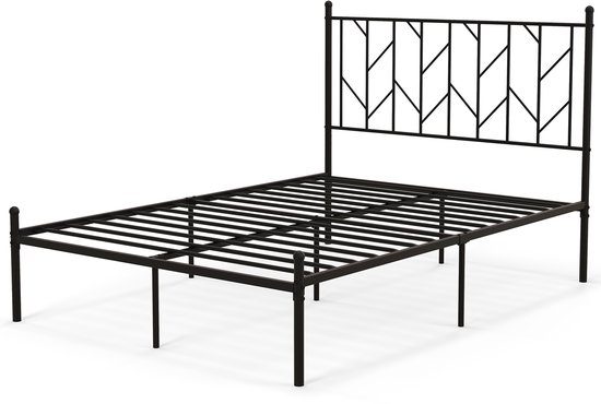 FetiNes Slaapbank van metaal, voor slaapkamer, woonkamer, logeerkamer, geschikt voor matras van 90 x 200 cm, zwart
