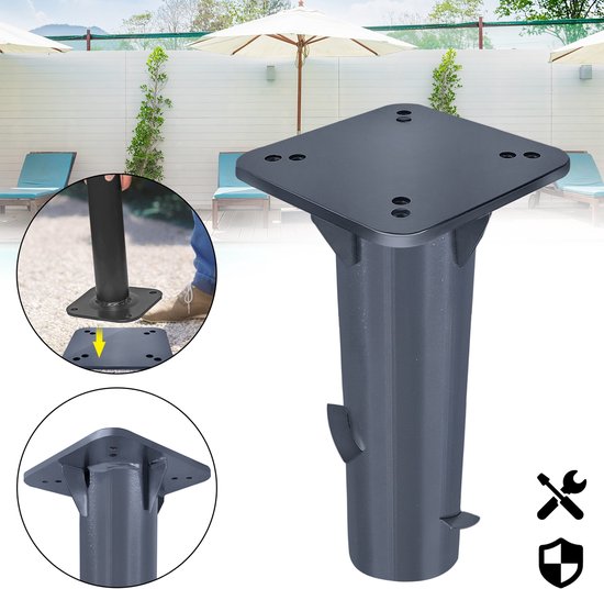 Paraplubak Universele grondplaat Grondcontactdoos voor hangende paraplu Parasol Parasolstandaard Tuinparasol Zwengelparasol Outdoor Robuust grondanker Grondcontactdoos Donkergrijs