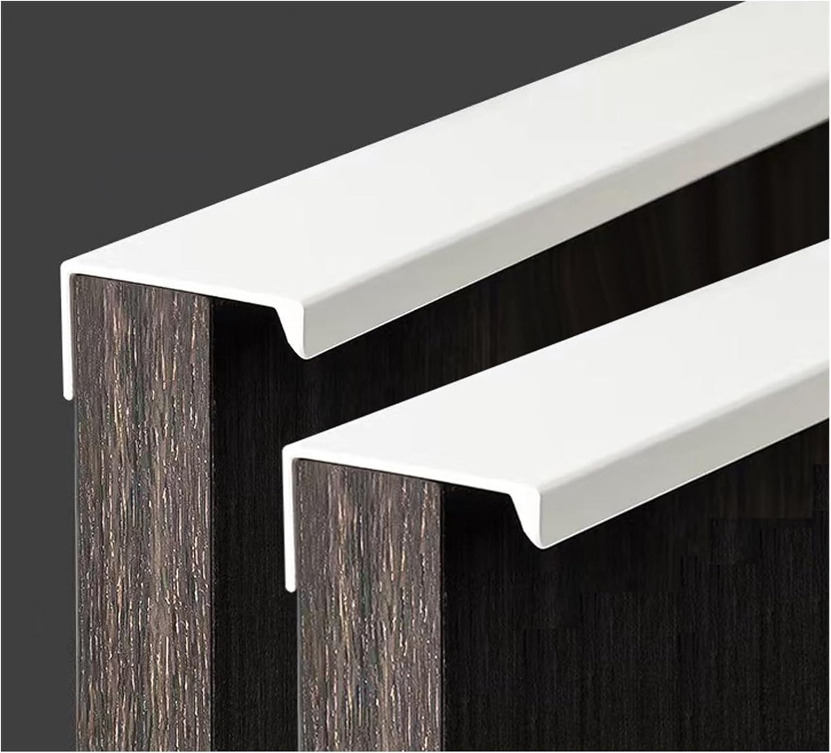 Famanu - 4 stuks Meubelgrepen, verborgen deurgreep, kastgrepen, aluminium ladegreep, verborgen handgrepen, onzichtbare meubelgrepen, keukengrepen, wit, 15 cm