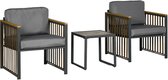 Bol.com Tuinset 3-delig inclusief zitkussen houtdecor roestvrij metalen frame Grijs aanbieding