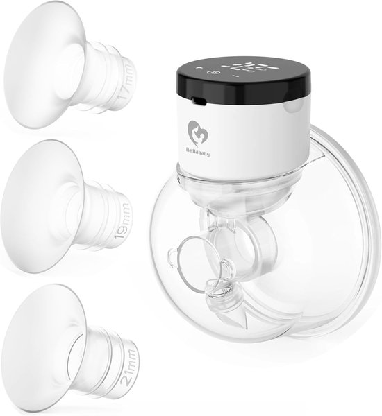 KISSBOBO K6 Draagbare Elektrische Borstkolf, Handsfree Borstkolf met 19 Niveaus en 4 Modussen, Lekvrije Ontwerp, 300mmHg Sterke Zuigkracht, Laag Geluid Minder Dan 50 Db (Wit, 2 stuks
