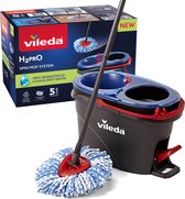 Vileda H2Pro Spin Mop-systeem, Complete set met spinmop en emmer met pedaalpers, Twee gescheiden waterreservoirs, Schoon water bij elke spoeling