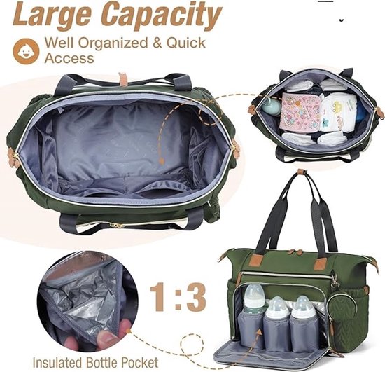Tonyeee Luierrugzak voor baby's, grote luiertas, waterdicht, draagbaar, reis -schoudertas, draagtas, hengseltas, babytas met schouderriemen, luipaard, Extra breit