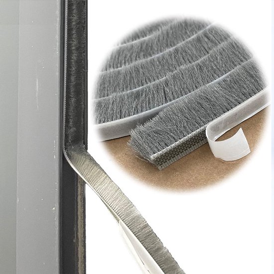cyclingcolors Borstelafdichting, deurafdichting, niet zelfklevend, deurafdichting, insectenbescherming, afdichtingsborstel voor deur, raam, kledingkast, tochtstopper voor deuren, 4,8 mm x 4 mm x 3 m