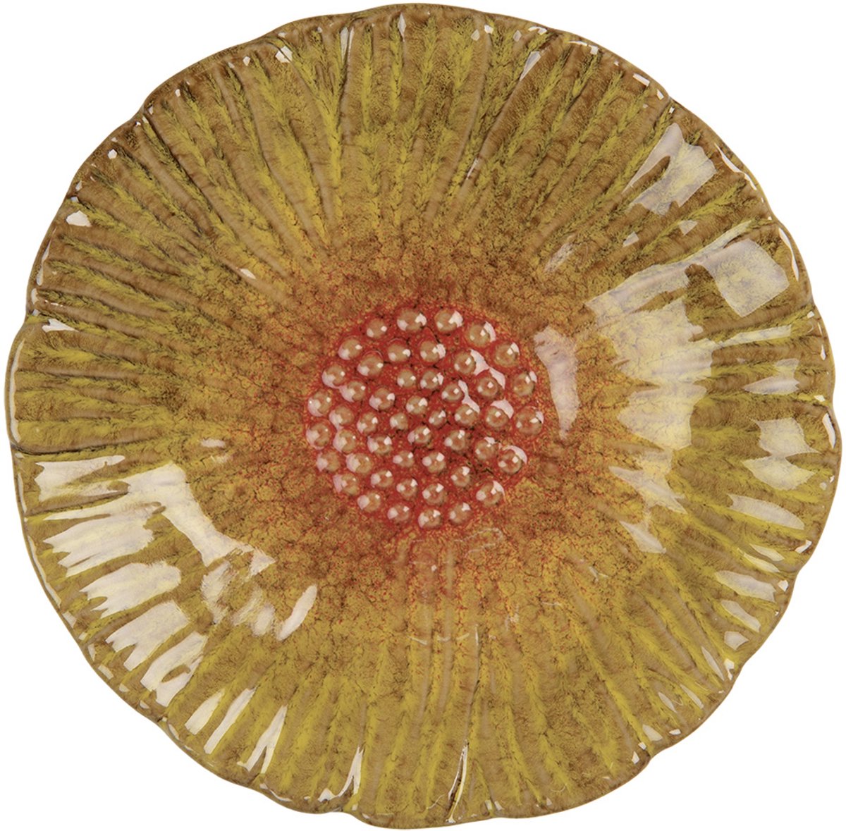 Decoratie schaal Bloem Ø 14x3 cm Geel Keramiek