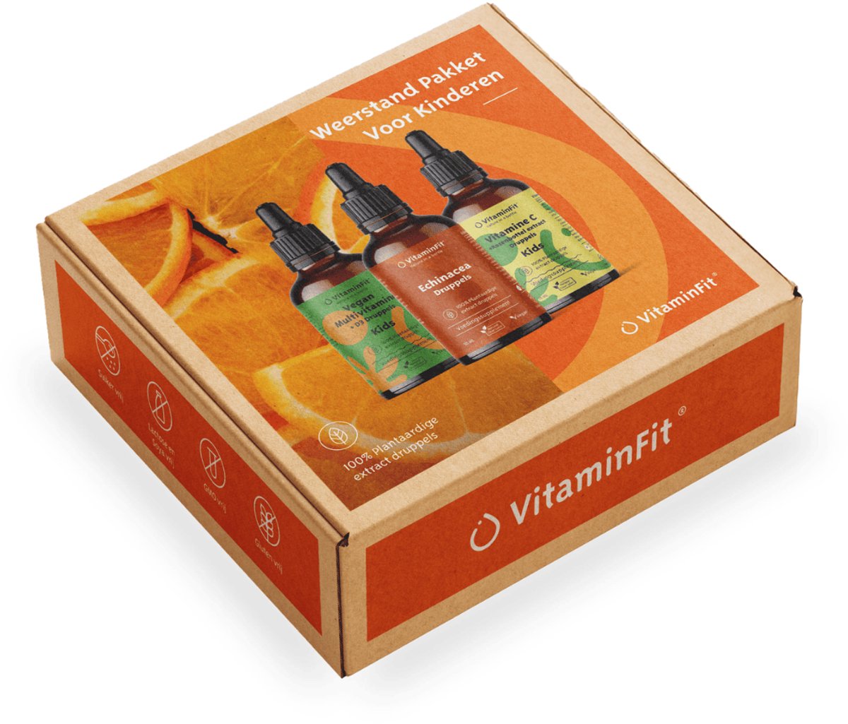 Goedkoopste VitaminFit Weerstand Kids Pakket - 100 Natuurlijk & Plantaardig - Combinatie Vitamine C Kids Multivitamine D3 Kids Echinacea - Druppels