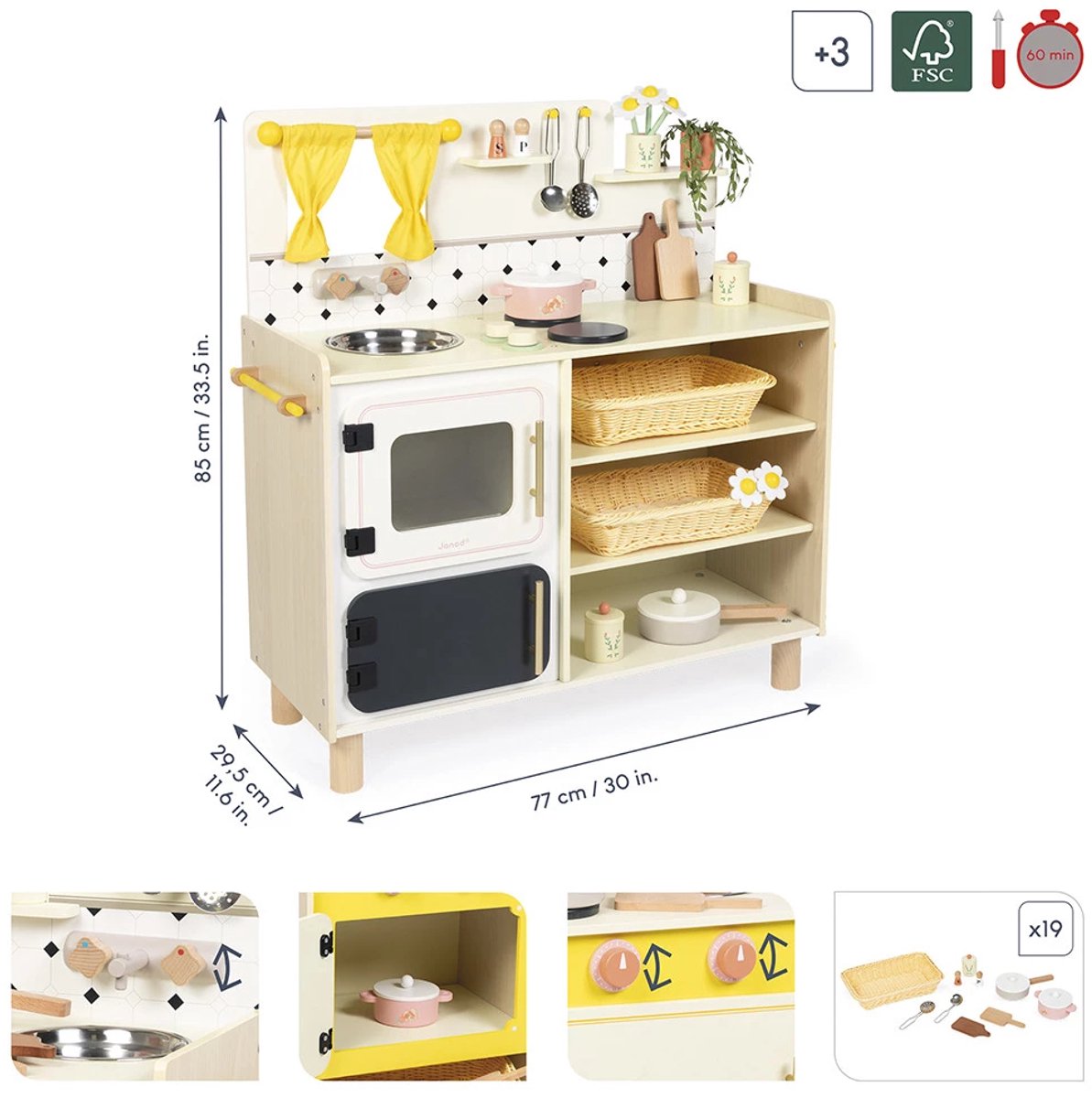 Janod - Shiny Grandma - Grote luxe uitgeruste houten speelkeuken — afbeelding 14