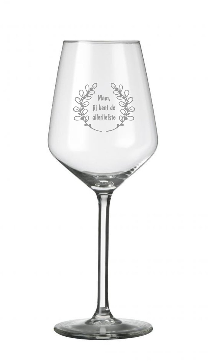 Moederdag - Moederdag cadeau - speciaal voor mama - uniek cadeau - cadeau van glas - glas met gravering - zandstraal gravering - wijnglas voor moeder