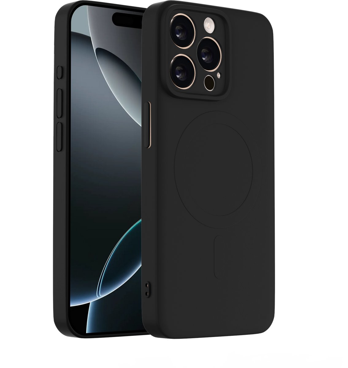 ShieldCase siliconen back cover met magneet geschikt voor iPhone 13 Pro Max hoesje - TPU / siliconen backcover - telefoonhoesje speciaal voor magnetische accessoires - hoesje met camera cover (zwart)