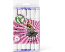 foto van Creachick X Ohuhu Alcohol markers Brush & chisel set van 6 – Purple Tone