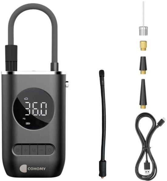 CoHomy elektrische bandenpomp – tot 10.8 bar – oplaadbaar