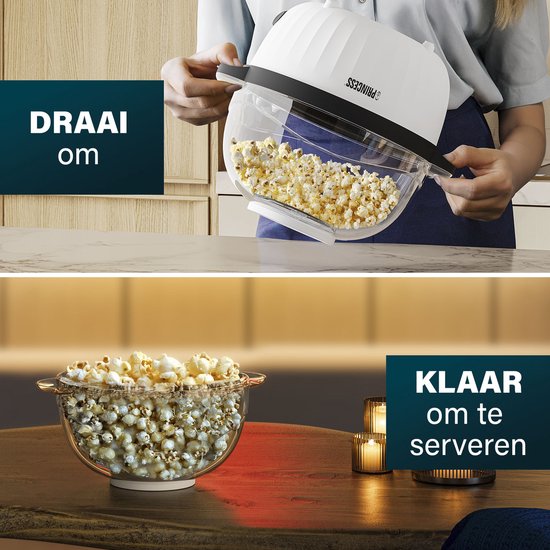 Princess 292980 Popcornmaker - Popcornmachine 450w - Transparant deksel - Serveerschaal - Rond - Knapperige en gezonde popcorn - met maatbeker - met smeltplaat voor boter - olie toevoegen mogelijk - Kinderfeestje — afbeelding 4