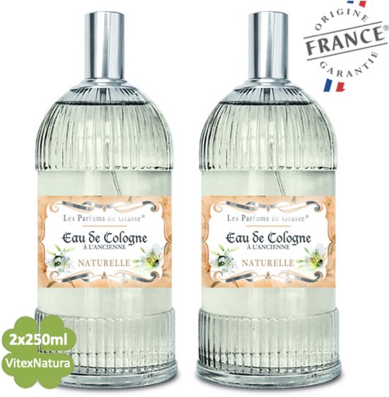 Naturelle Eau de Cologne 2 x 250 ML | merk A L'Ancienne | unisex | multifunctioneel als parfum, roomspray en fris linnengoed | Franse Parfum de Grasse