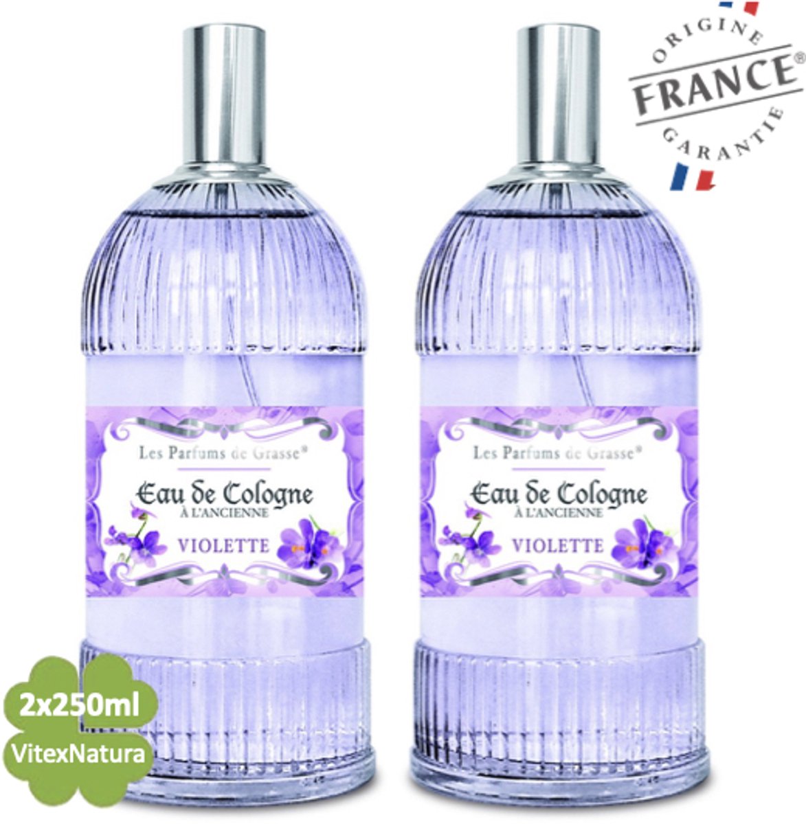 Violette Eau de Cologne 2 X 250 ML | merk A L'Ancienne | unisex | multifunctioneel als parfum, roomspray en fris linnengoed | Franse Parfum de Grasse