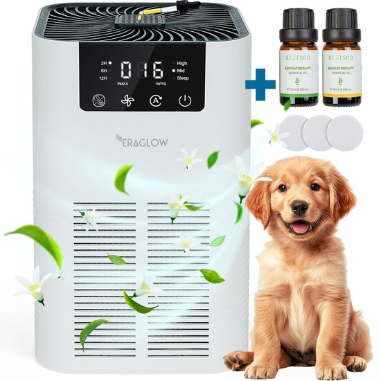 Eraglow® 2-in-1 Luchtreiniger Met Aromatherapie – Luchtreinigers – Air Purifier – HEPA-filter – Aromapads