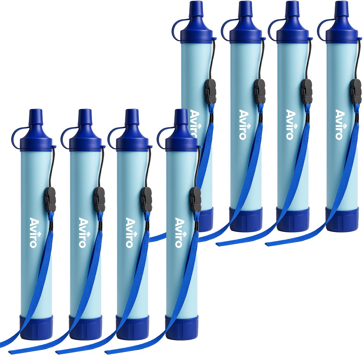 Aviro Waterfilter - Set van 8 - Survival en Waterzuiveringsapparaten - Waterfiltersysteem - Voor Noodpakket en Noodsituaties - 1500L per filter