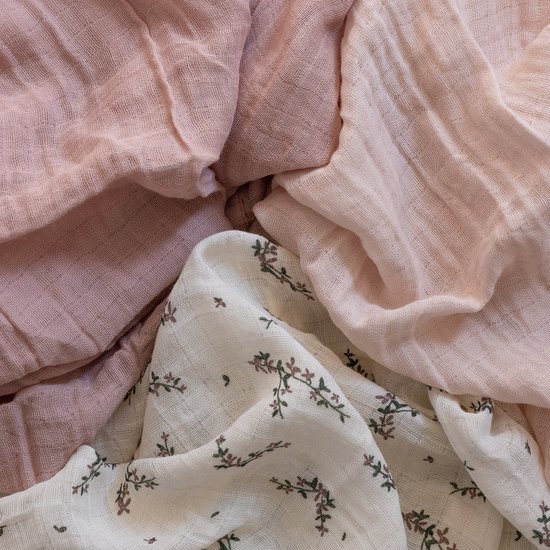 Sebra Hydrofiele Doeken Set - Powder Blossom Rose - 3 Stuks van Sebra. — afbeelding 3