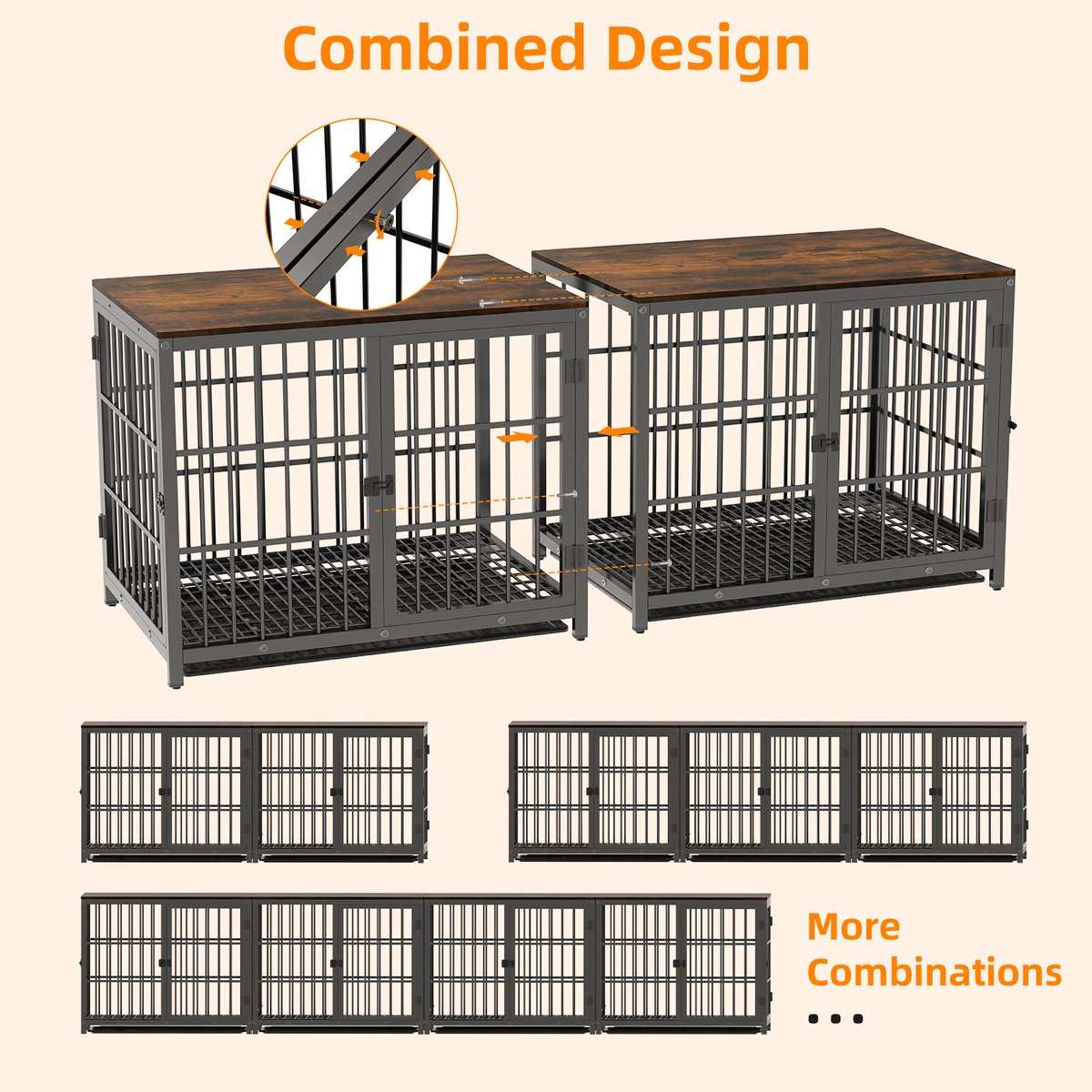 Bingopaw Heavy Duty Hondenkrat, Sterke Metalen Grote Hondenkooi Hondenkennels Voor Honden Met Afsluitbare Wielen En Afneembaar Dienblad 38 Inch 95 Cm X 57 88 5 2117378083