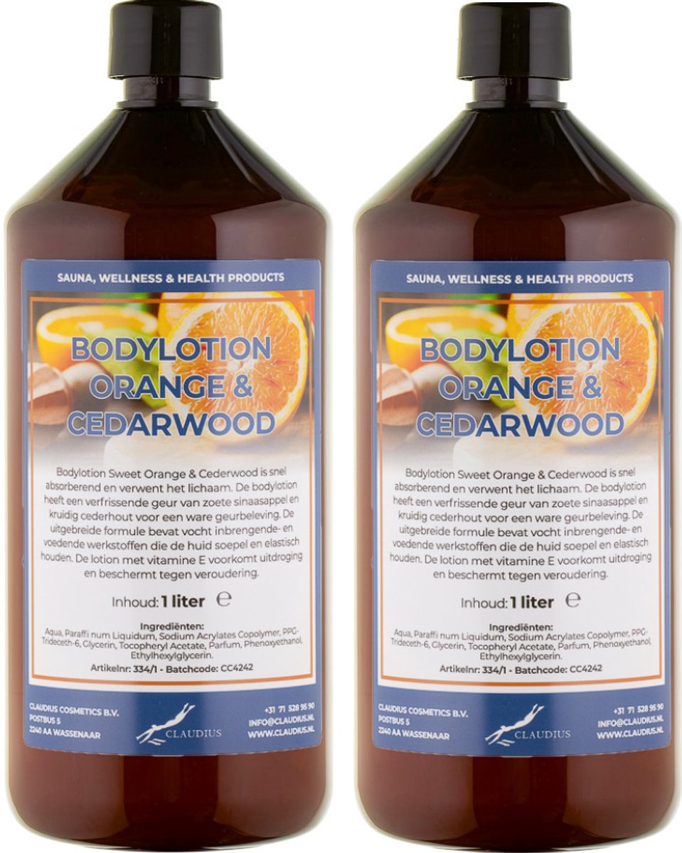 Bodylotion Sweet Orange & Cedarwood 1 Liter - set van 2 stuks