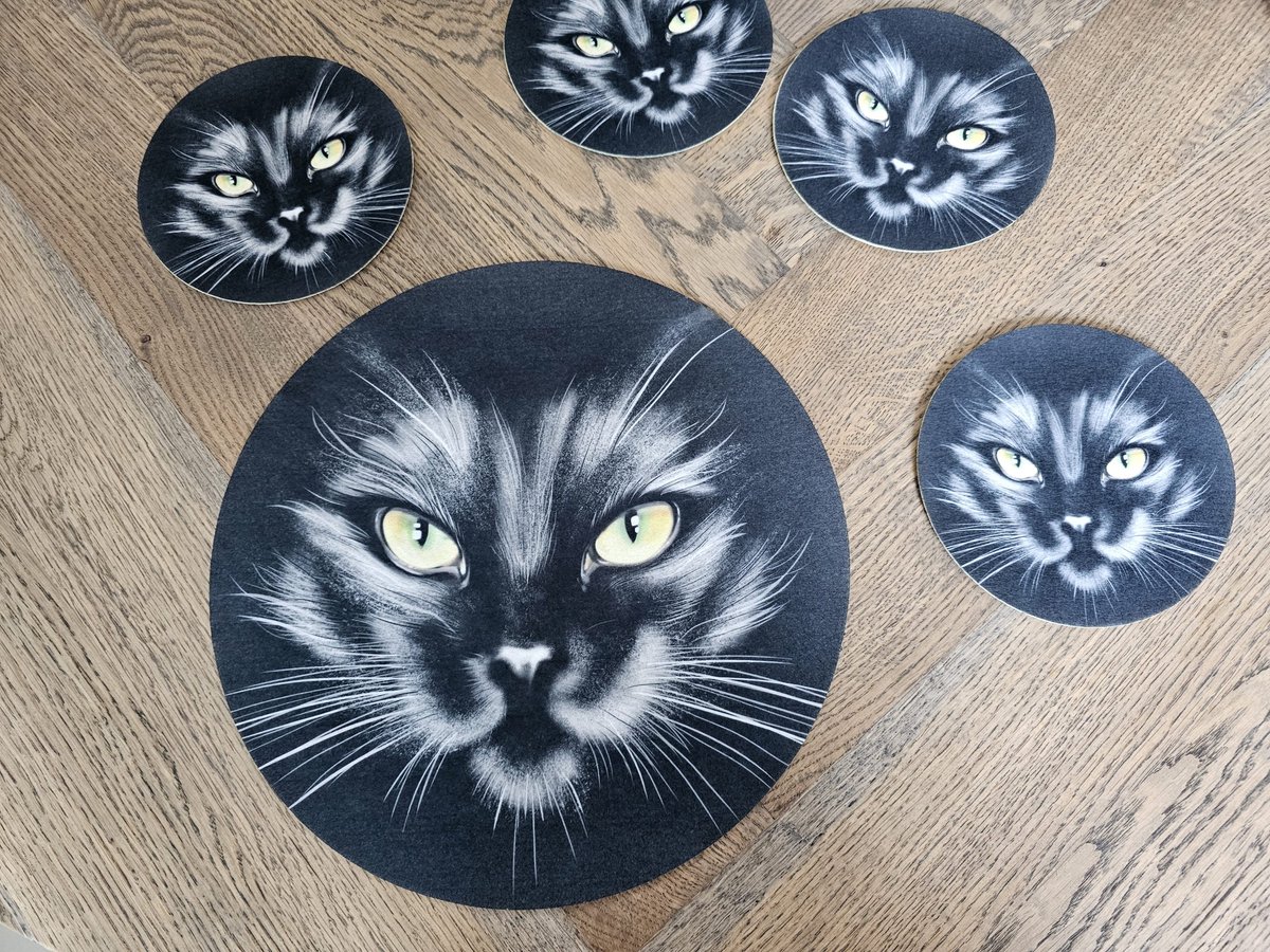 Katdootje - Onderzetters - Zwarte kat