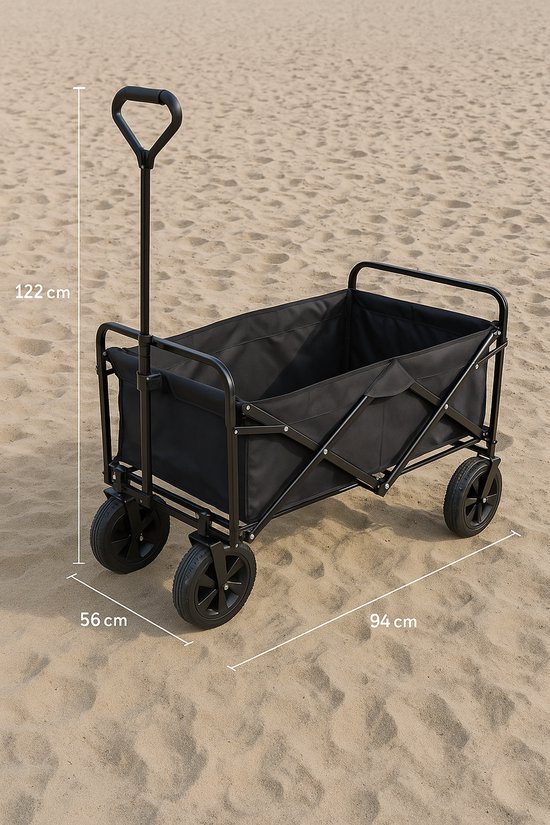 FEDEC - Opvouwbare Bolderkar - Festival / Camping kar - Tot 75KG - PVC wielen - Zwart van FEDEC — afbeelding 5