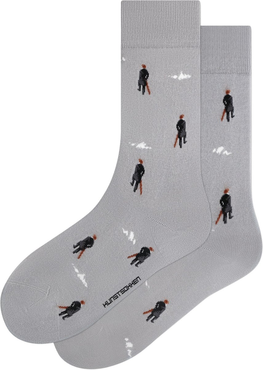 Kunst sokken - ICONS De wandelaar: Caspar D. Friedrich - Sokken Dames 36 40 - Biologisch Katoenen Sokken - funny socks happy - Vrolijke Sokken - Grappige Sokken - Sokken Cadeau