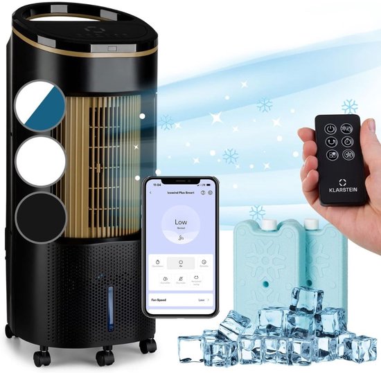 GOPLUS Mobile air conditioning without drain hose, 15 hours timer, 66 W, air conditioner with 10 litre water tank and 2 cooling batteries, 3-in-1 cooling, ventilating and humidifiing, air cooler 3