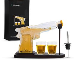 Multigoods Whiskey Karaf - Pistool - Whisky Set met 2 Whisky Glazen - Inclusief Schenktuit en Standaard - Hoogwaardig Glas Image