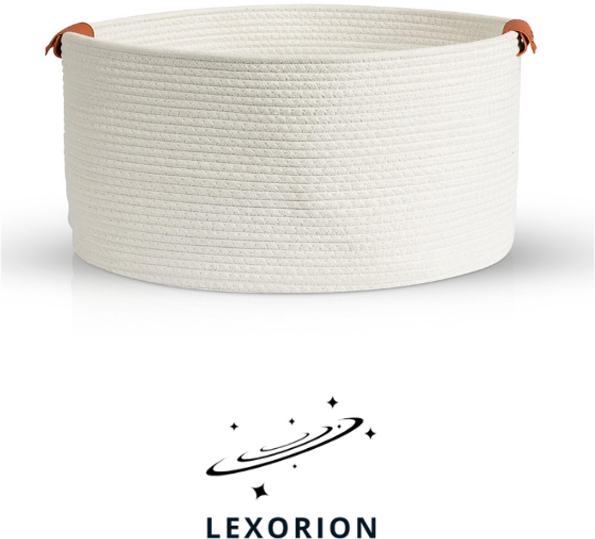 Lexorion Natura - Opbergmand - Katoenen Opbergmand - Wit - Maat M - 30x21x14 cm - Speelgoedmand & Badkamer Opberger - Milieuvriendelijke