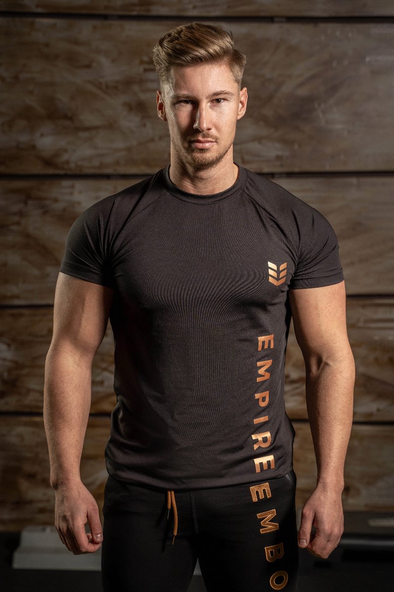 Empire Embodied Adonis Sportshirt Heren - T-shirt Korte Mouw voor Fitness en Training - 95% Gerecycled Polyester - Zwart - Maat S