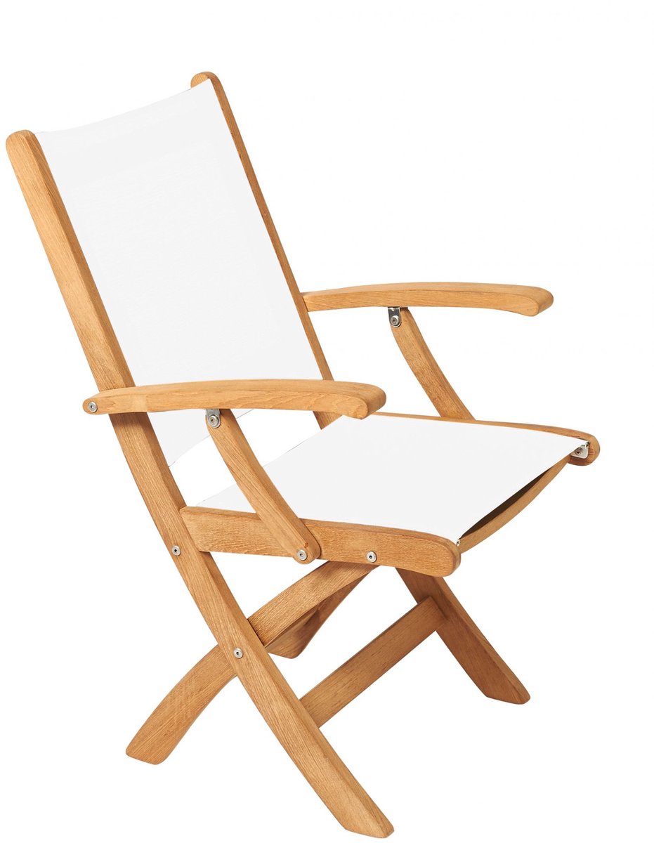 ARC Marine luxe teakhouten Klapstoel met witte Zitting