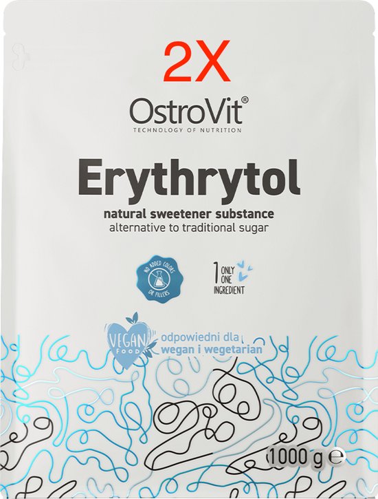 Erythritol - VEGE 2 - 2 KILO / 2 KG - Substitut de sucre - Qualité testée en laboratoire ! - OstroVit - 2000 g - Natural Vegan - 0 Calories - Substitut de sucre naturel - 1 ingrédient Érythritol