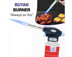 Universele Butaan Gasbrander – Koksbrander voor Crème Brûlée, BBQ & Kamperen – Ideaal voor Keuken, Solderen & Outdoor – Exclusief Gasbus