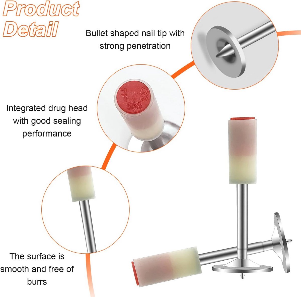 200 stuks nagels voor nagelpistool, 7,3 mm ronde nagels voor nagelpistolen, handmatige stalen nagels, ronde nagels voor perslucht, klinkpistool, accessoires, wandplafonds, kabelkanalen, bevestiging
