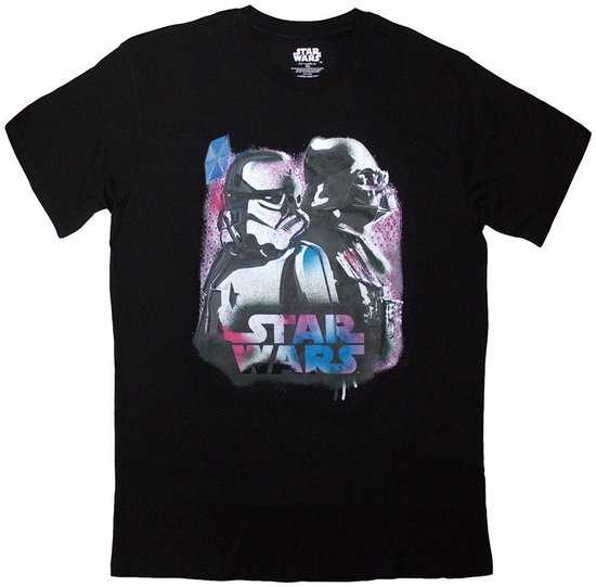 Disney Star Wars - Vader & Trooper Neon Heren T-shirt - M - Zwart