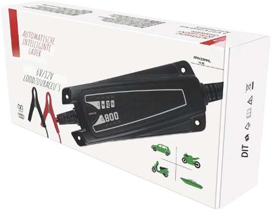 Emos N1014 - Caricabatterie Intelligente Stabilizzato Per Auto E Moto - 7 Passi, 1,8m, Protezioni