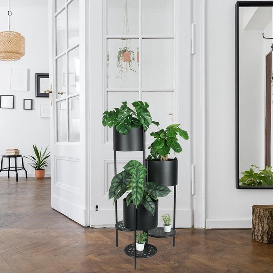 Outsunny opvouwbaar bloemenrek, 4-laags plantenrek, plantentrap