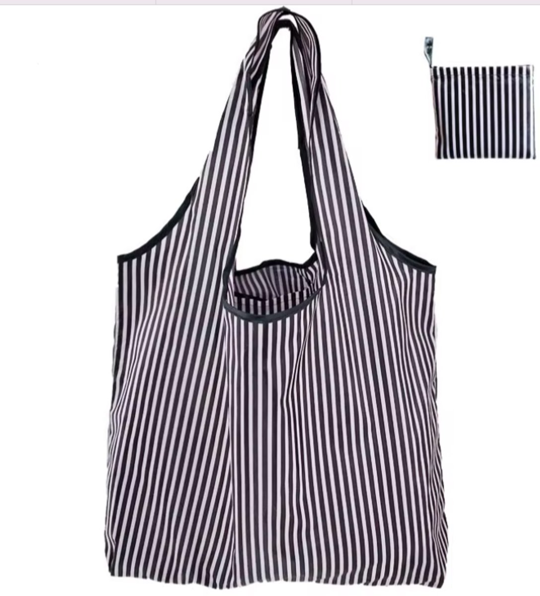 Opvouwbare Polyester Boodschappentas Shopper 40x60 cm – Duurzame Herbruikbare Tas Lichtgewicht Met Print in Etui dessin stripes no stars — cadeau in Cadeau-ideeën - foto 2