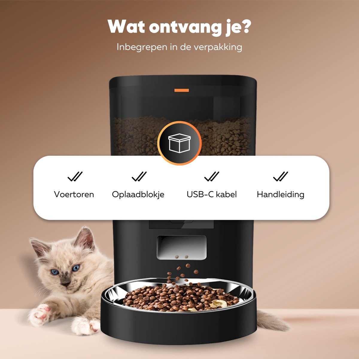 Afbeelding 3 van Automatische Voerbak Kat en Hond – 1080p Camera en Audio – Draadloos met app – 4L zwart RVS - Voerautomaat – Eetbak – Voerdispenser
