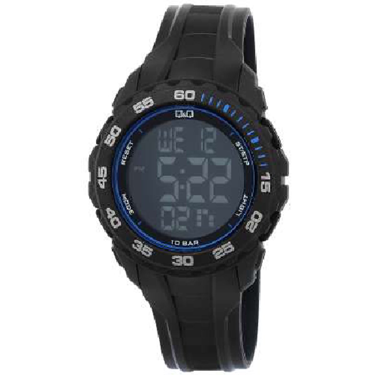 QQ-model g06a-007vy-digitaal-Herenhorloge-10 atm waterdicht-zwemmen-stopwatch-datum-alarm-dual time-backlight-diameter 45 mm
