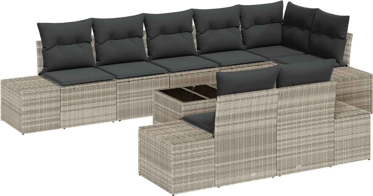 vidaXL - Tuinbank - Set - met - opslag - Lichtgrijs - Poly - rattan