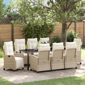 vidaXL - 9-delige - Tuin - Eet - Set - Beige - Poly - Rattan