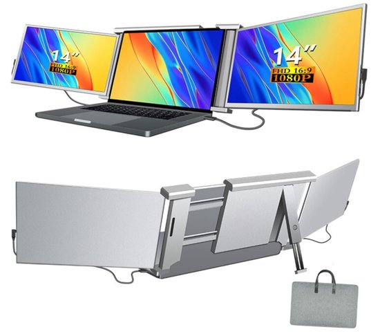 Dutchers® Drievoudig Scherm - 14 inch Draagbare Monitor – Beeldscherm ...