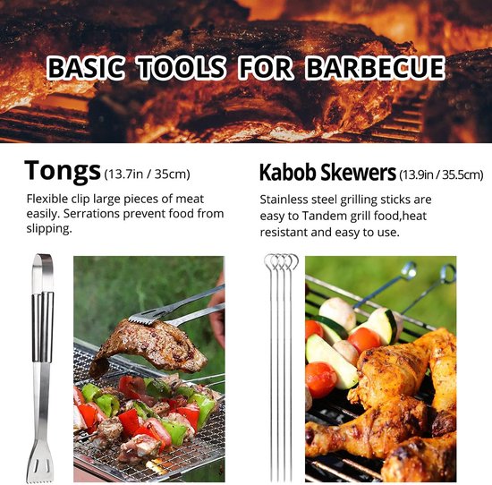 Famanu Gebruiksvoorwerp Set Rvs Professionele Grill Accessoires Tool Met Tas Gemakkelijk Te Dragen (9) van Famanu — afbeelding 2